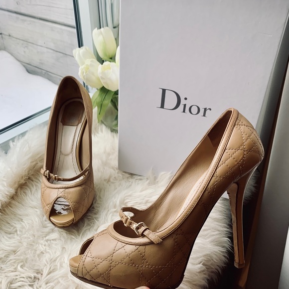 Christian Dior Hot Cannage Nude Leather Heels 38.5
